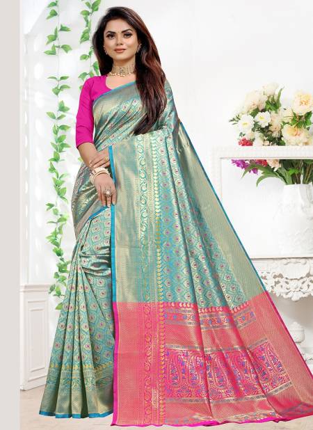 1003 Santraj New Festive Wear Designer Silk Saree Collection 1003-Firozi
